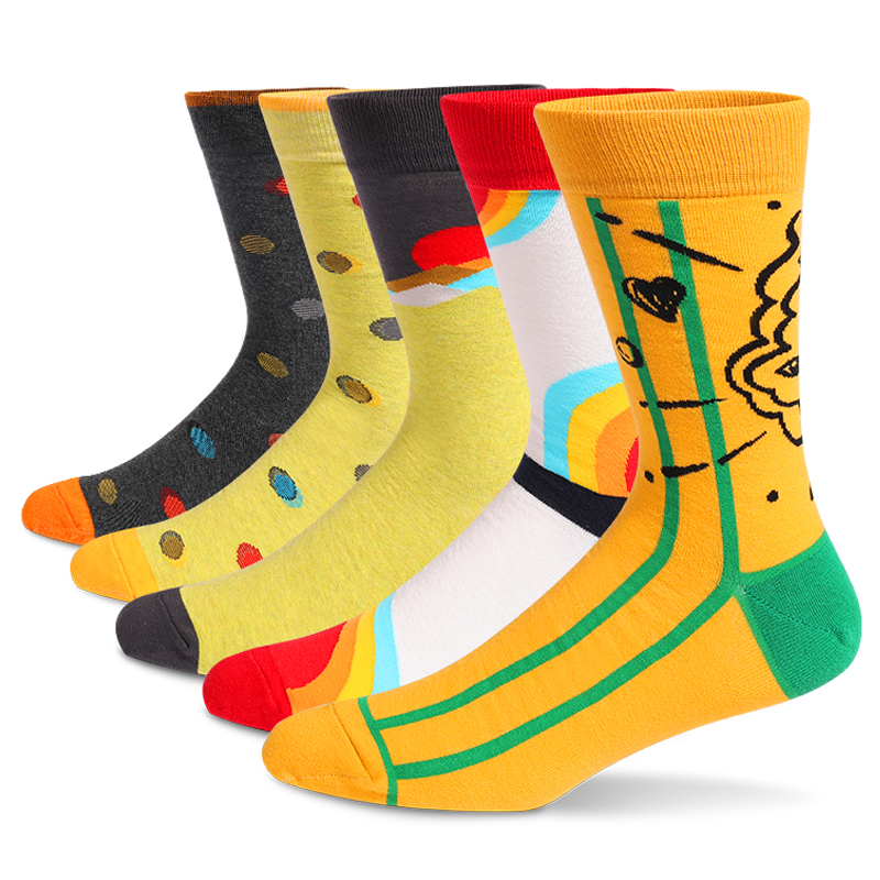 Cotton Crew Sock Pack - Meias de algodão penteado listrado colorido