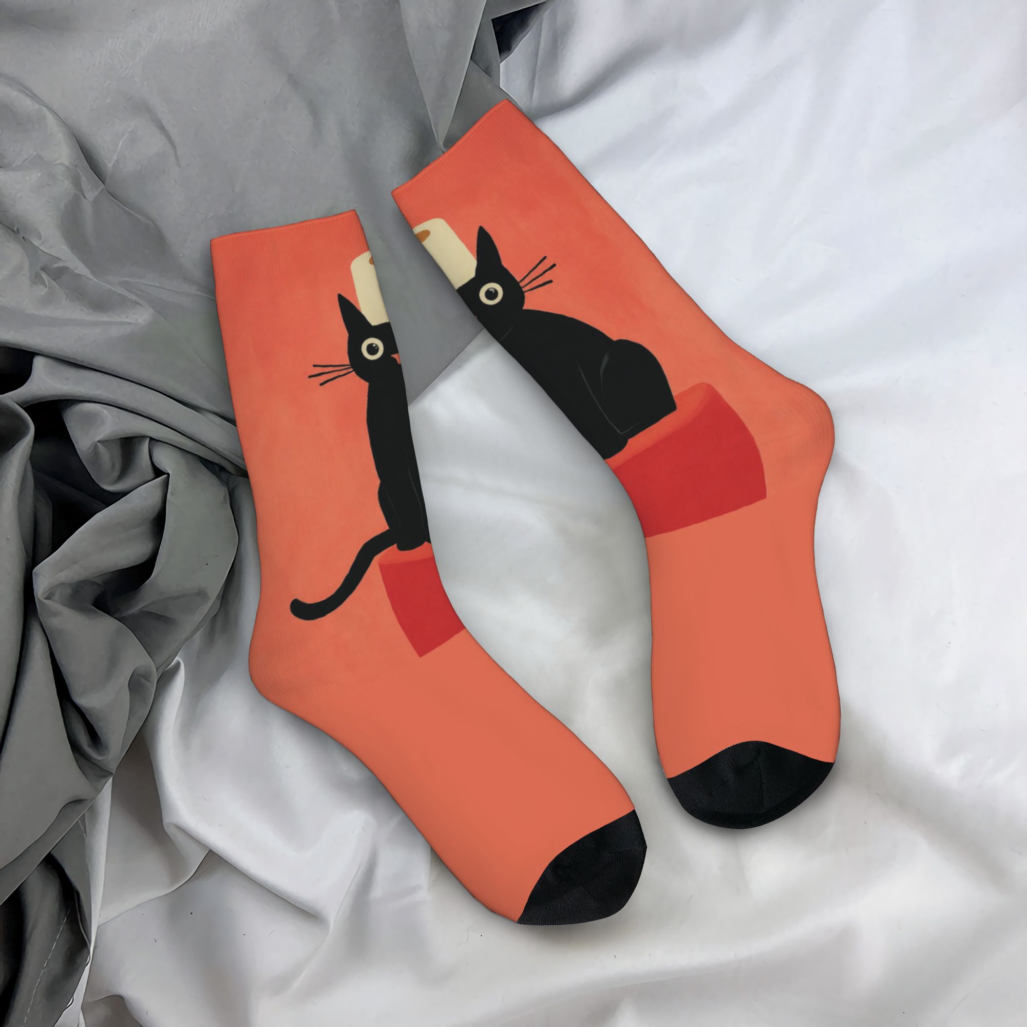 Dress Sock Men - Meias Personalizadas de Gato Preto com