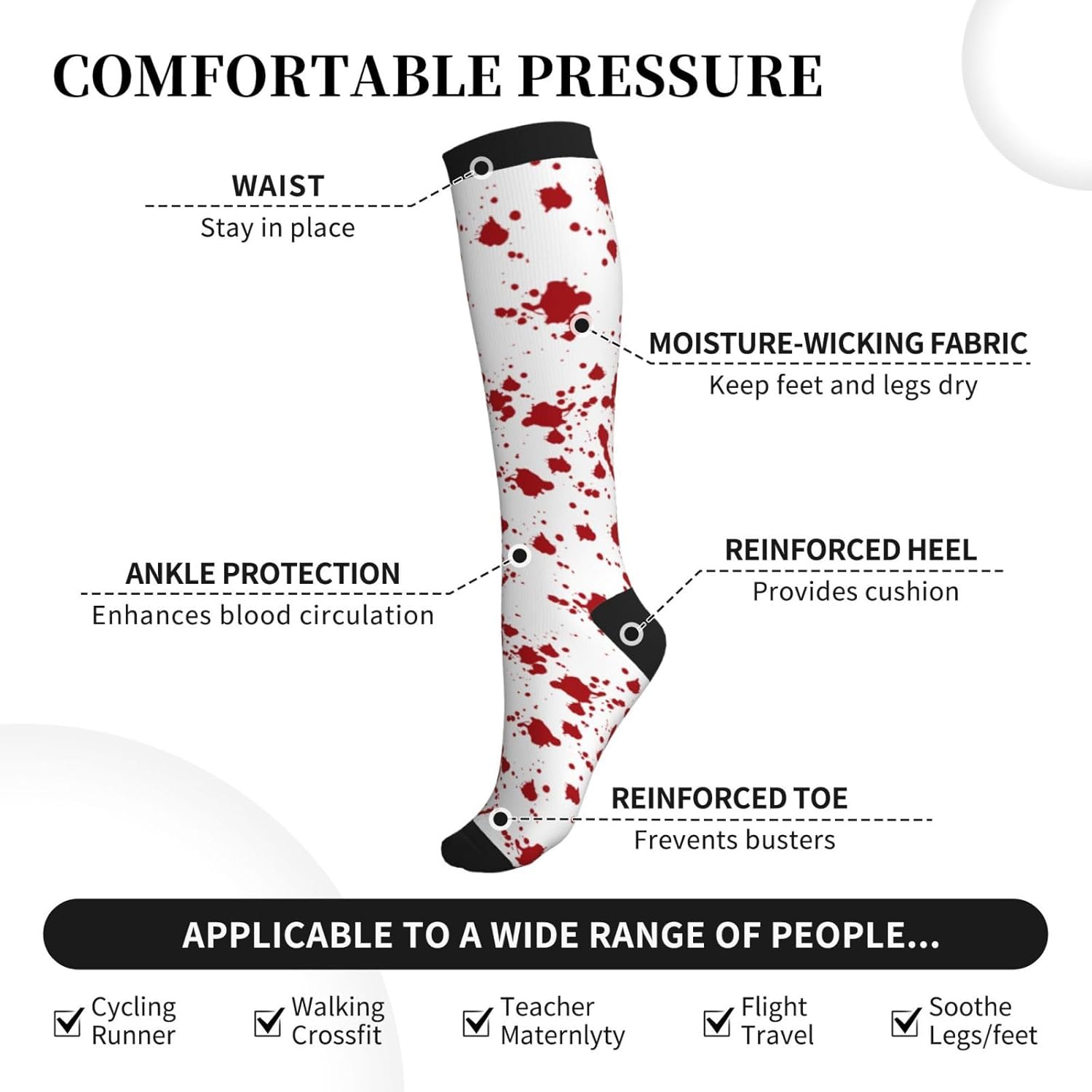 Meias de compressão bezerro jo - Knee High Sock Women avaliação e preço